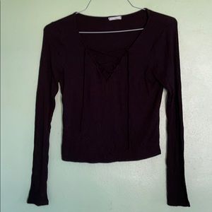 Black a neck long sleeve blouse